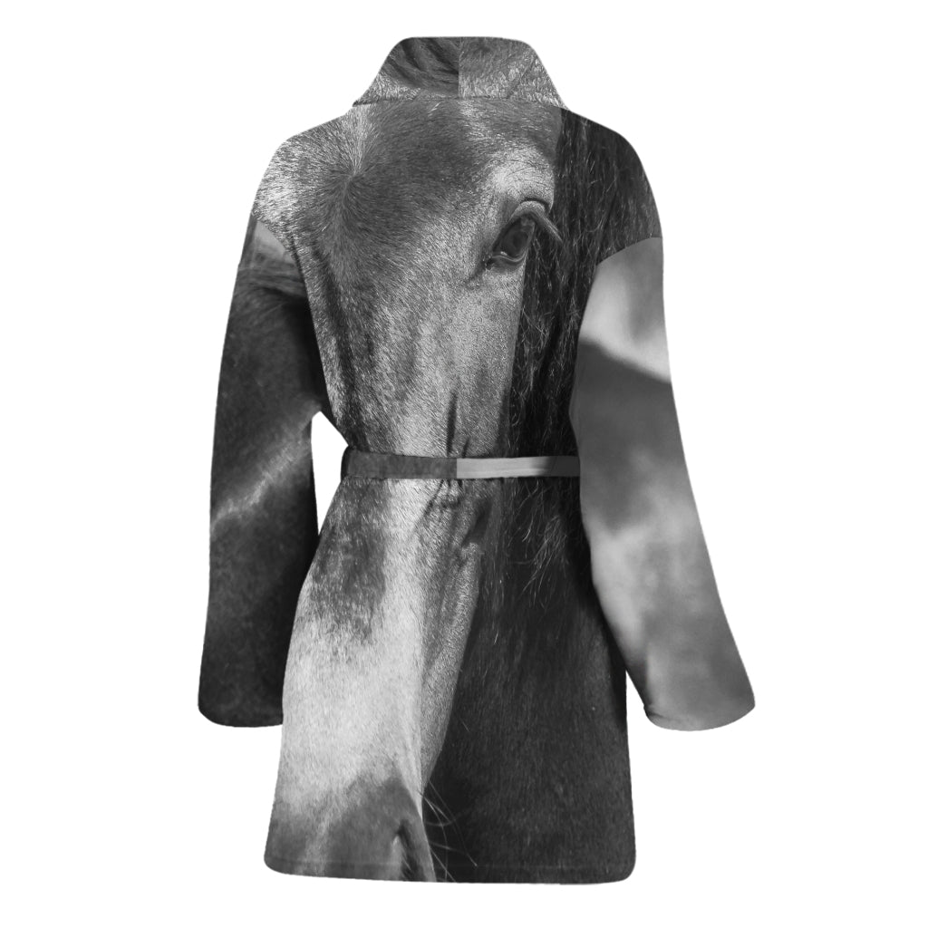 Monochrome Horse Print Women's Bathrobe