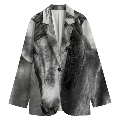 Monochrome Horse Print Women's Blazer