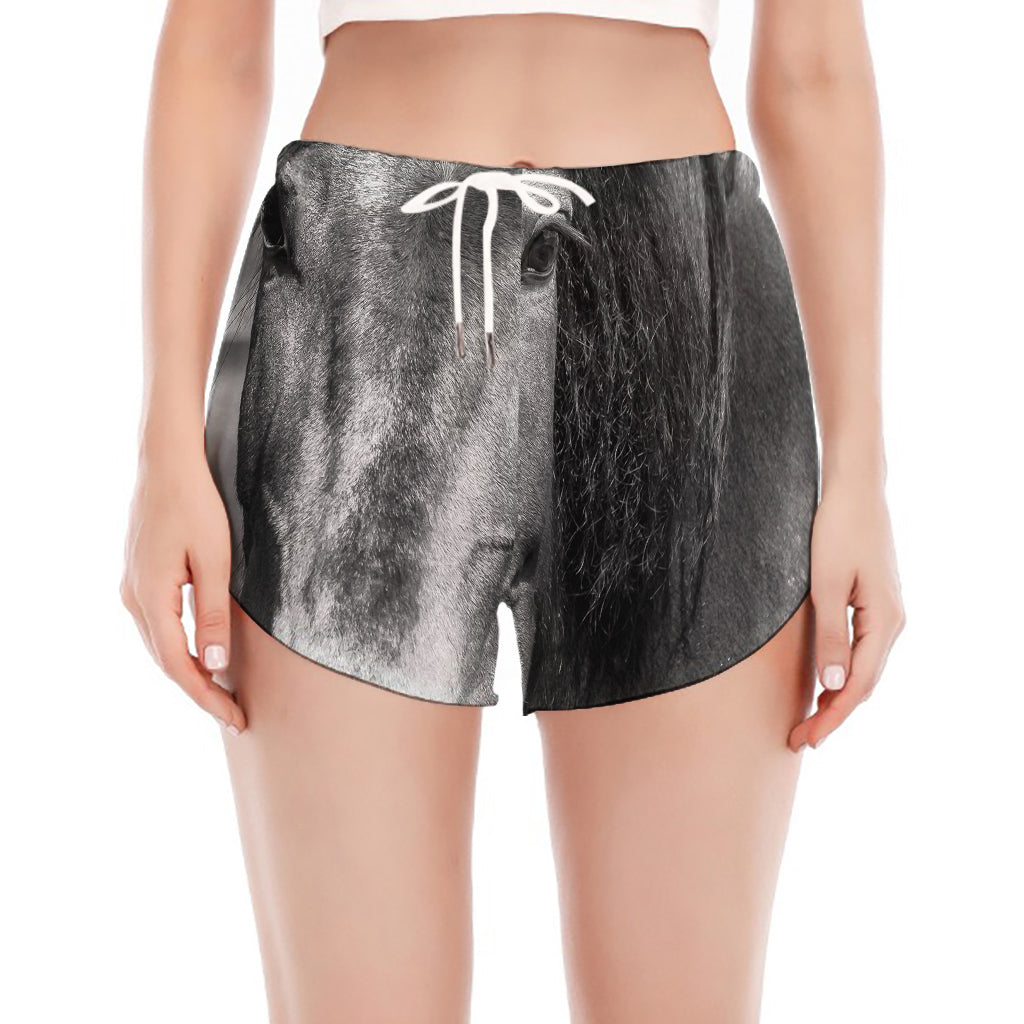 Monochrome Horse Print Women's Split Running Shorts