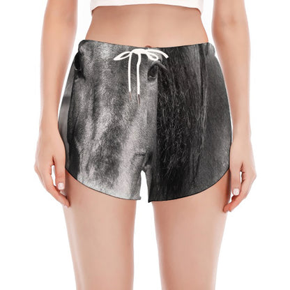 Monochrome Horse Print Women's Split Running Shorts