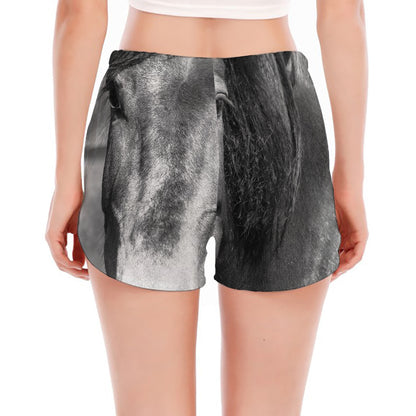 Monochrome Horse Print Women's Split Running Shorts