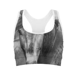 Monochrome Horse Print Women's Sports Bra