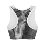 Monochrome Horse Print Women's Sports Bra