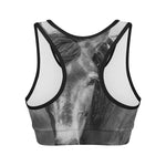 Monochrome Horse Print Women's Sports Bra
