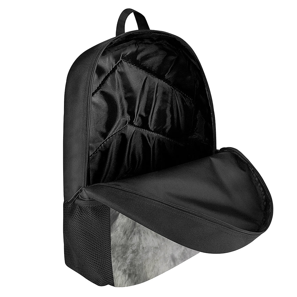 Monochrome Howling Wolf Print 17 Inch Backpack
