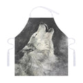 Monochrome Howling Wolf Print Adjustable Apron