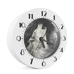 Monochrome Howling Wolf Print Alarm Clock