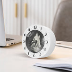 Monochrome Howling Wolf Print Alarm Clock