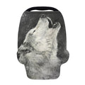 Monochrome Howling Wolf Print Baby Seat Cover