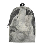 Monochrome Howling Wolf Print Backpack