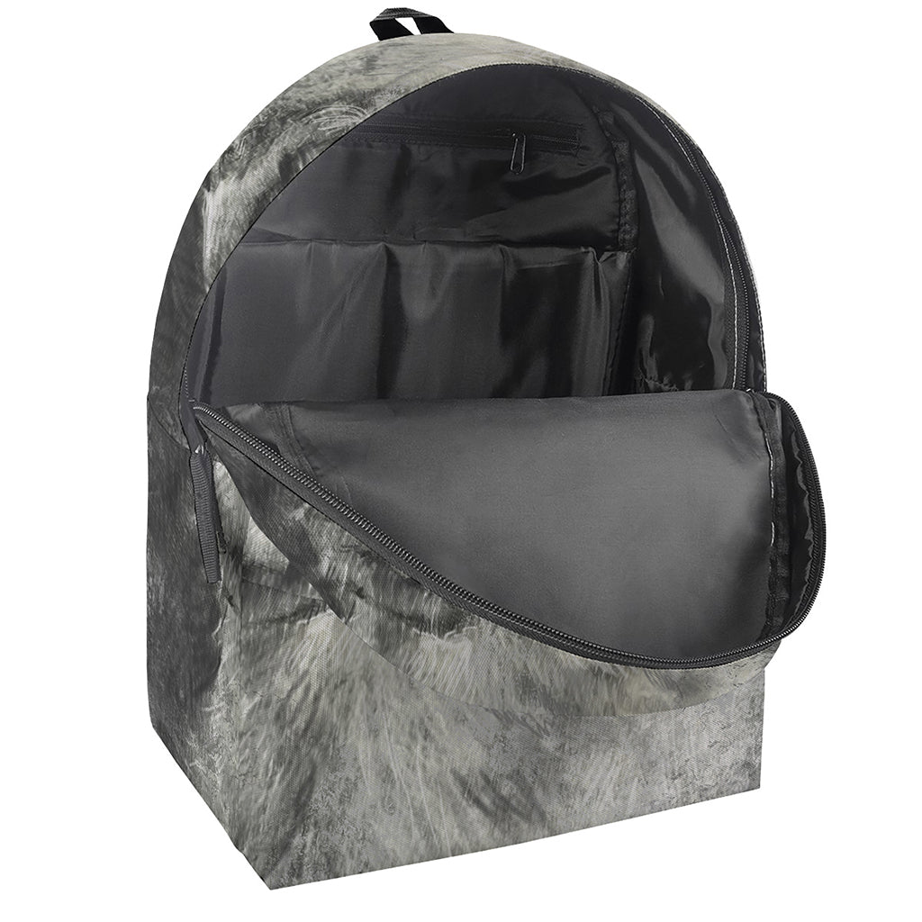 Monochrome Howling Wolf Print Backpack