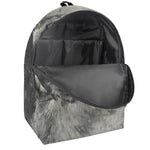 Monochrome Howling Wolf Print Backpack
