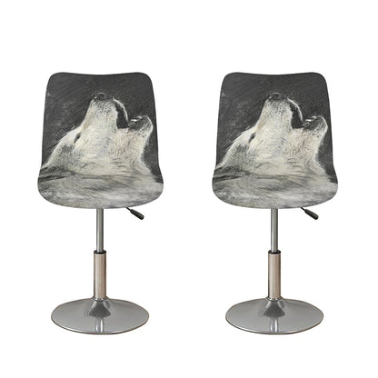 Monochrome Howling Wolf Print Bar Stool Covers