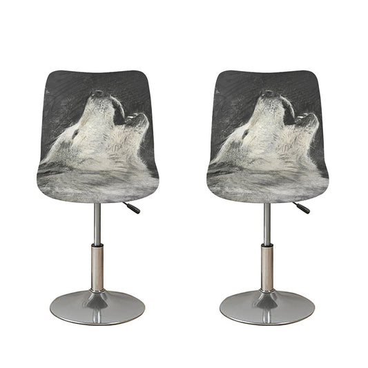 Monochrome Howling Wolf Print Bar Stool Covers
