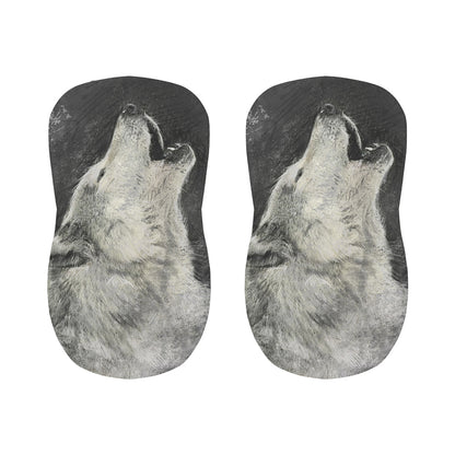 Monochrome Howling Wolf Print Bar Stool Covers