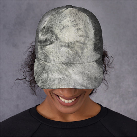 Monochrome Howling Wolf Print Baseball Cap