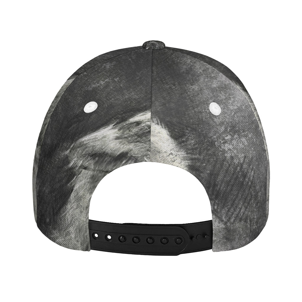 Monochrome Howling Wolf Print Baseball Cap