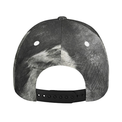 Monochrome Howling Wolf Print Baseball Cap