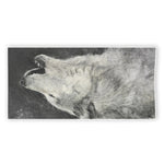 Monochrome Howling Wolf Print Beach Towel
