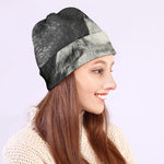 Monochrome Howling Wolf Print Beanie