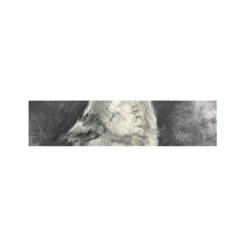 Monochrome Howling Wolf Print Bed Runner