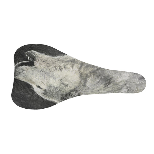 Monochrome Howling Wolf Print Bicycle Seat Cover