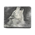 Monochrome Howling Wolf Print Bifold Wallet