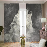 Monochrome Howling Wolf Print Blackout Pencil Pleat Curtains