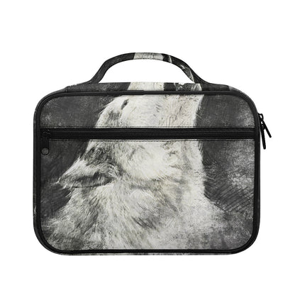 Monochrome Howling Wolf Print Briefcase Bible Bag