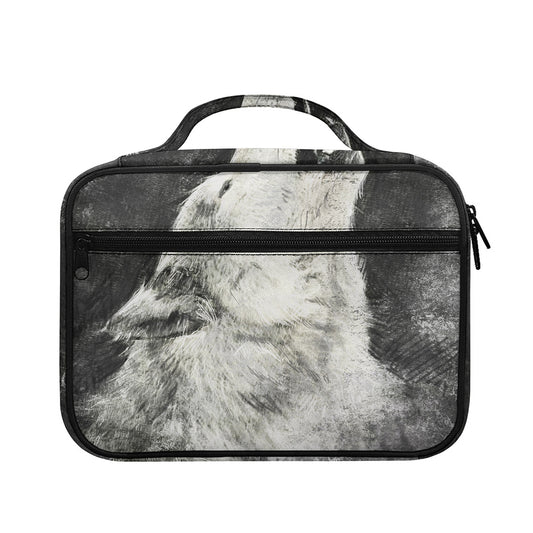 Monochrome Howling Wolf Print Briefcase Bible Bag
