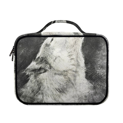 Monochrome Howling Wolf Print Briefcase Bible Bag