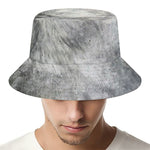 Monochrome Howling Wolf Print Bucket Hat