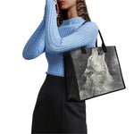 Monochrome Howling Wolf Print Canvas Tote Bag