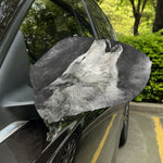 Monochrome Howling Wolf Print Car Side Mirror Covers