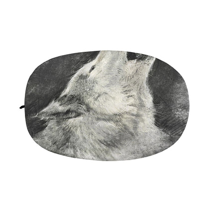 Monochrome Howling Wolf Print Car Side Mirror Covers