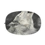 Monochrome Howling Wolf Print Car Side Mirror Covers