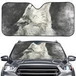 Monochrome Howling Wolf Print Car Windshield Sun Shade
