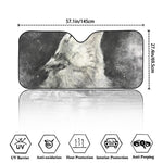 Monochrome Howling Wolf Print Car Windshield Sun Shade