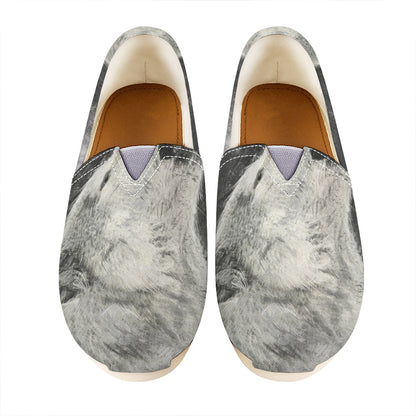Monochrome Howling Wolf Print Casual Shoes
