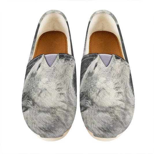 Monochrome Howling Wolf Print Casual Shoes