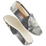 Monochrome Howling Wolf Print Casual Shoes