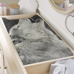 Monochrome Howling Wolf Print Changing Pad Cover