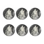 Monochrome Howling Wolf Print Coaster Set