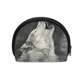 Monochrome Howling Wolf Print Coin Purse