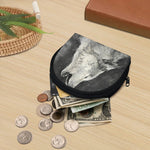 Monochrome Howling Wolf Print Coin Purse