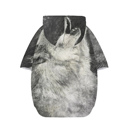 Monochrome Howling Wolf Print Dog Zip Up Hoodie