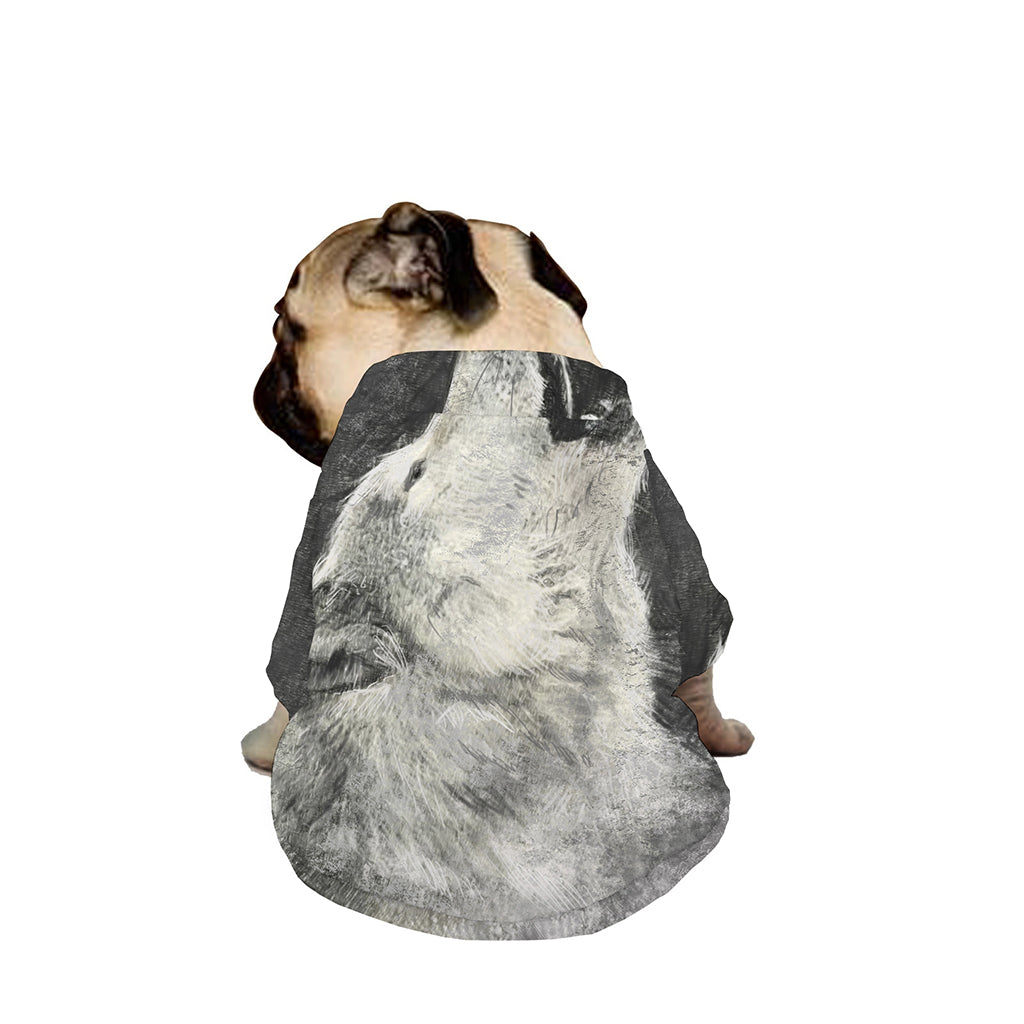 Monochrome Howling Wolf Print Dog Zip Up Jacket