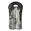 Monochrome Howling Wolf Print Double Neoprene Wine Tote