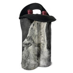 Monochrome Howling Wolf Print Double Neoprene Wine Tote