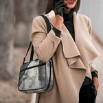 Monochrome Howling Wolf Print Double Strap Bible Bag